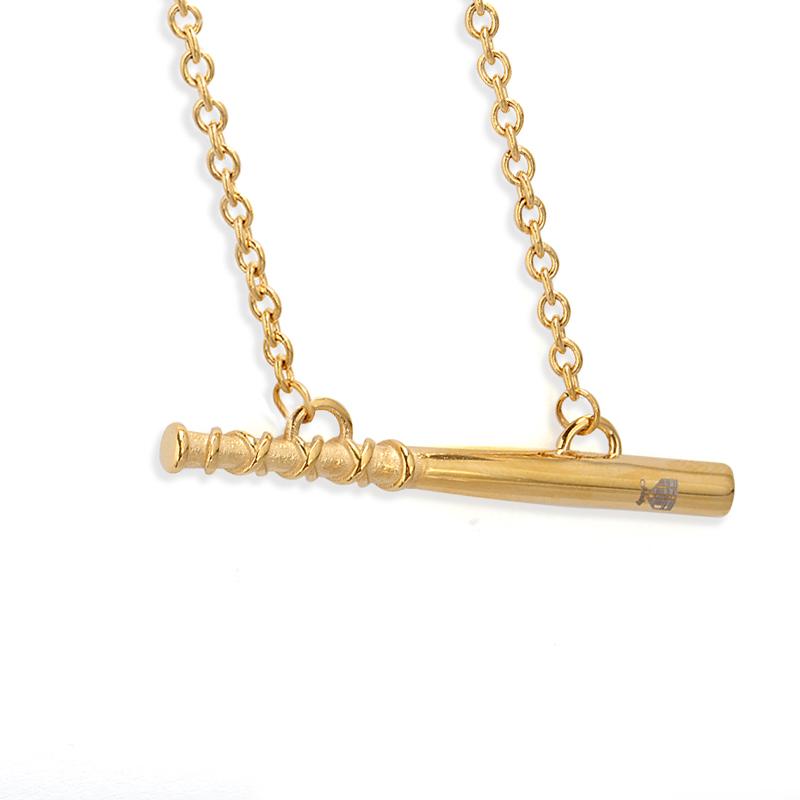Golden Bat Bar Necklace - Baseball Legend Apparel
