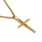 Stacked Bat Cross Pendant With Chain Necklace - Baseball Legend Apparel