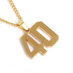 Golden Jersey Number Pendant and Chain - Baseball Legend Apparel