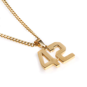 Golden Jersey Number Pendant and Chain - Baseball Legend Apparel