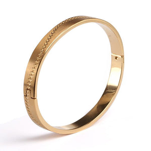 Golden Steel Baseball Stitched Bangle Bracelet - Baseball Legend Apparel
