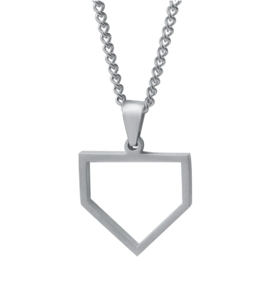 Stainless Home Plate Necklace - Baseball Legend Apparel