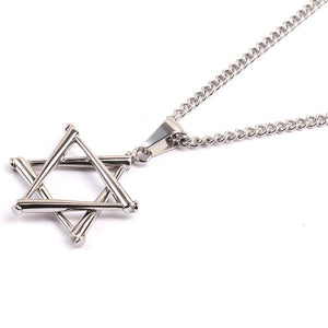 Stainless Star of David Stacked Bat Pendant and Necklace - Baseball Legend Apparel