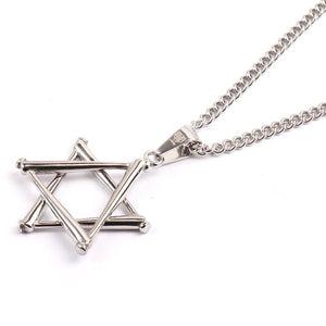 Stainless Star of David Stacked Bat Pendant and Necklace - Baseball Legend Apparel